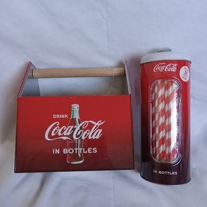 Coca Cola Utensil Napkin Holder & Straws